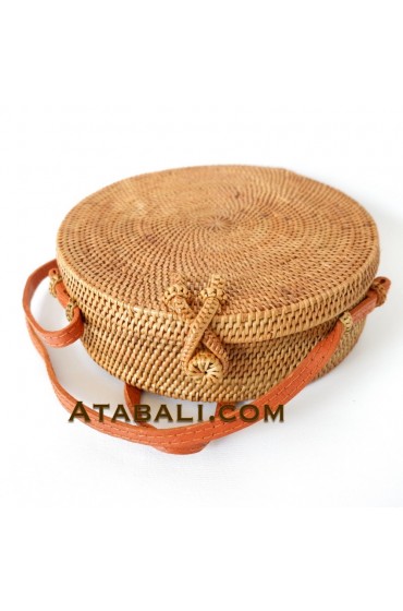 Ata round bag plain pattern with cross clip 